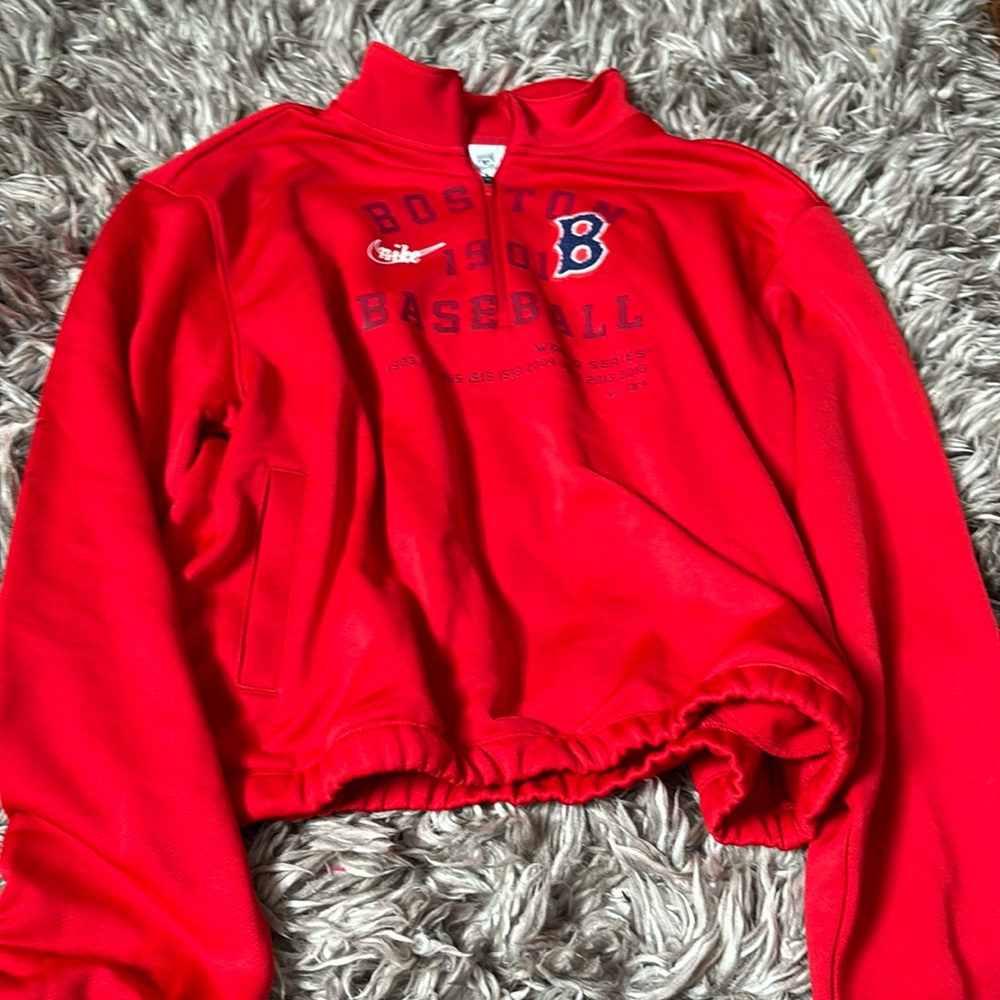 half zip nike boston red sox active wear cute casual cropped